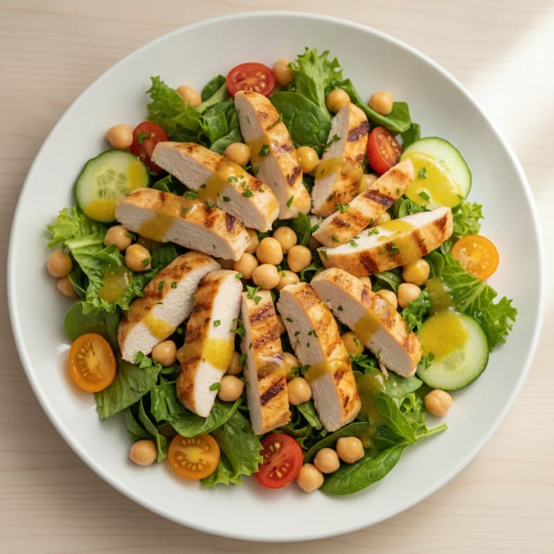 Grilled Chicken Breast Salad with Chickpeas and Lemon Vinaigrette