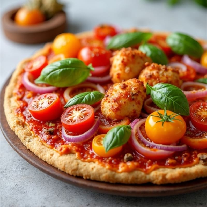 Crispy Buffalo Chicken Whole Wheat Pizza with Fresh Veggies