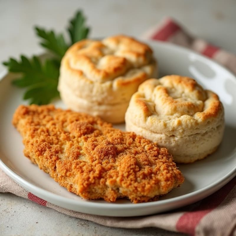 Crispy Baked Chicken with Fluffy Whole Wheat Drop Biscuits
