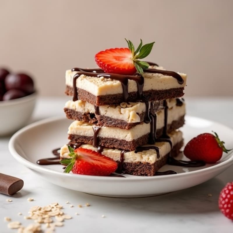 Protein-Rich Dark Chocolate Greek Yogurt Cheesecake Bars
