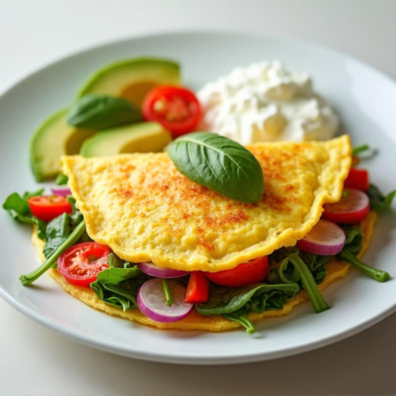 Egg White Veggie Omelet with Cottage Cheese