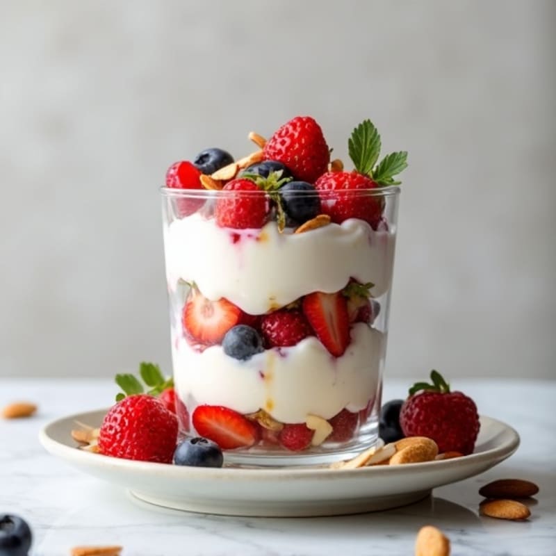 Greek Yogurt Protein Parfait with Berries and Almonds