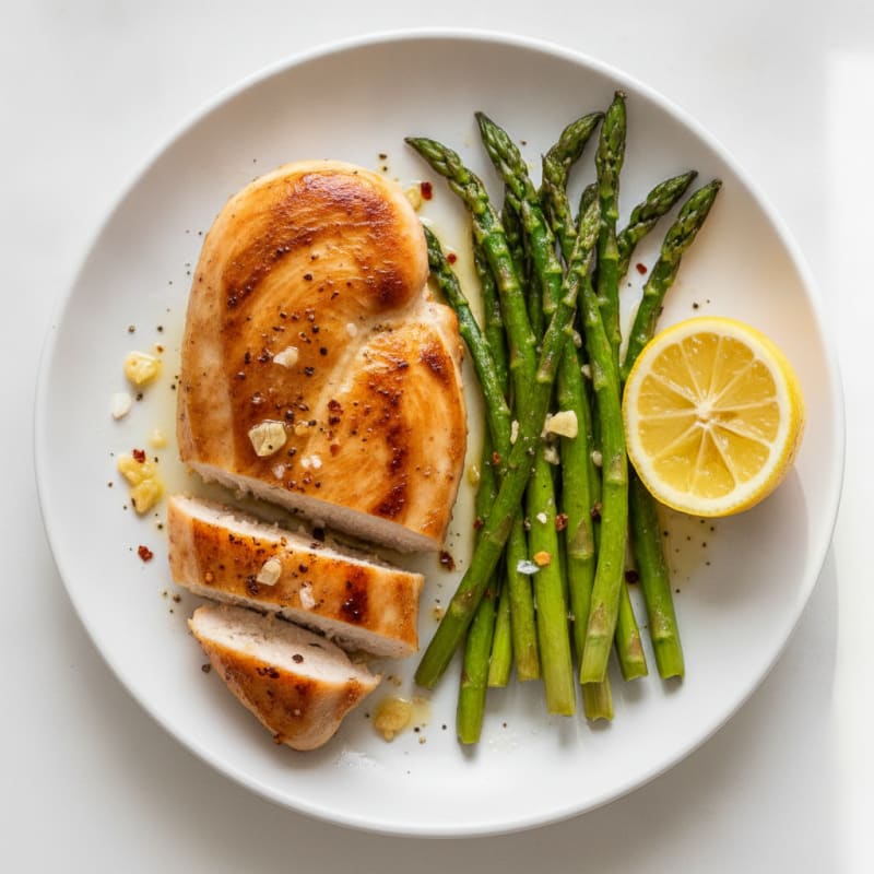 Pan-Seared Chicken Breast with Roasted Asparagus