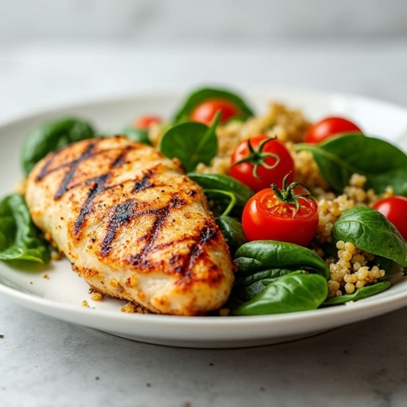 Grilled Chicken Breast with Spinach Quinoa Salad