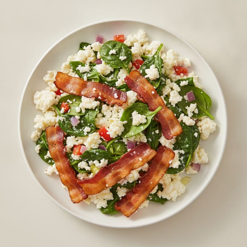 Egg White Spinach Scramble with Turkey Bacon