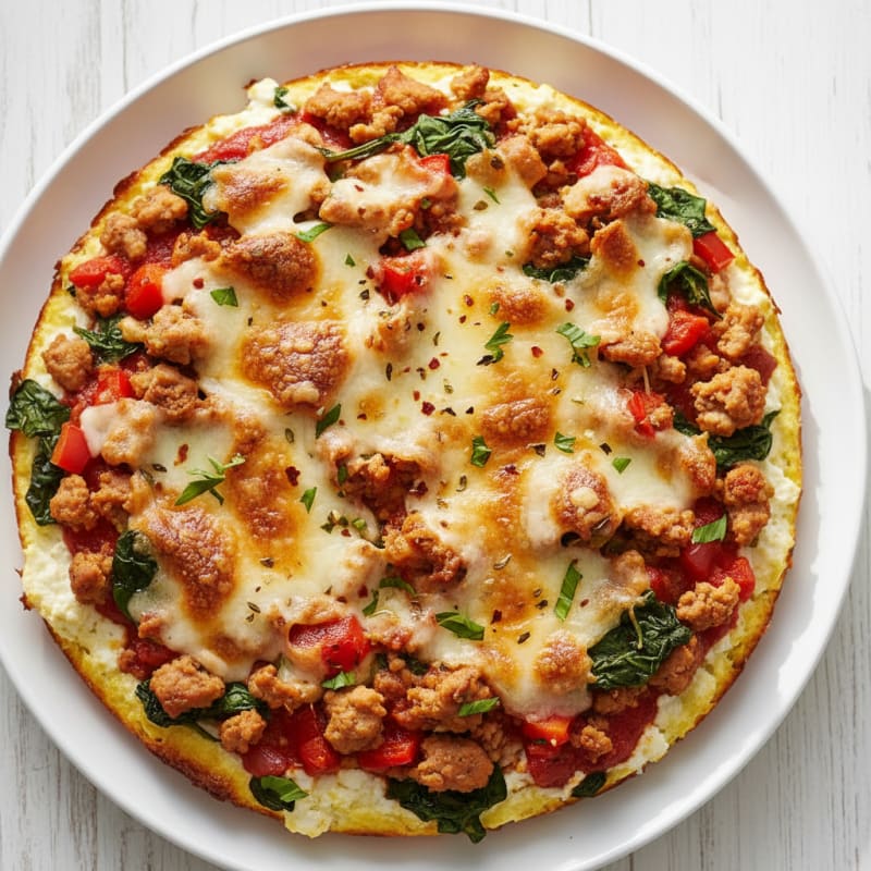 Golden Cottage Cheese Pizza Bake