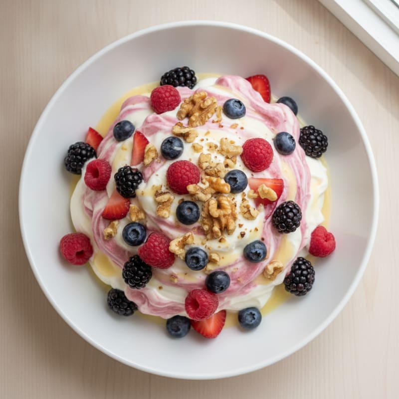 Silky Greek Yogurt Protein Mousse with Mixed Berries