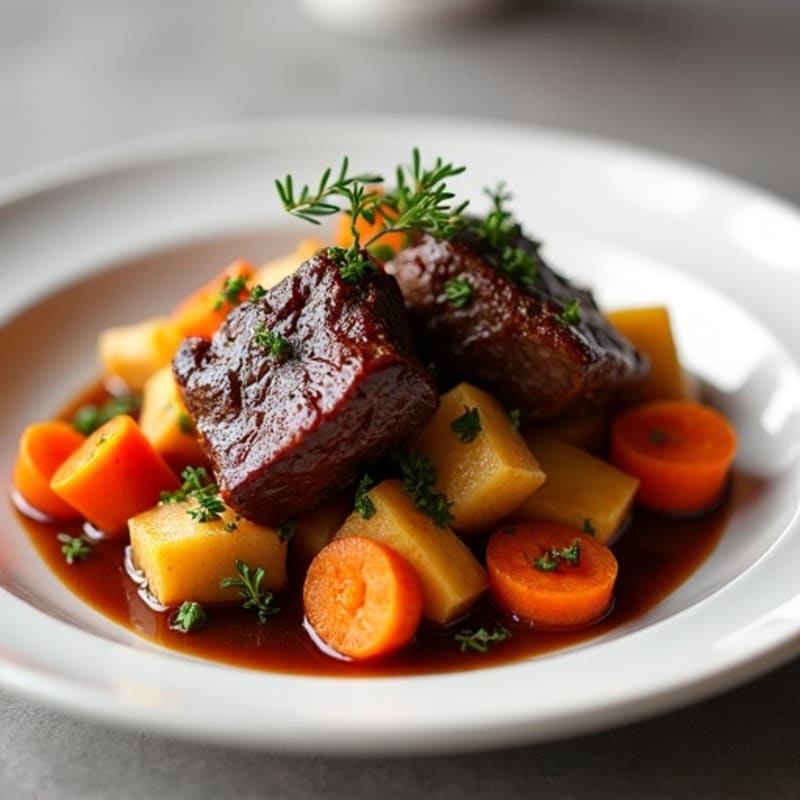 Tender Slow-Braised Short Ribs with Roasted Root Vegetables