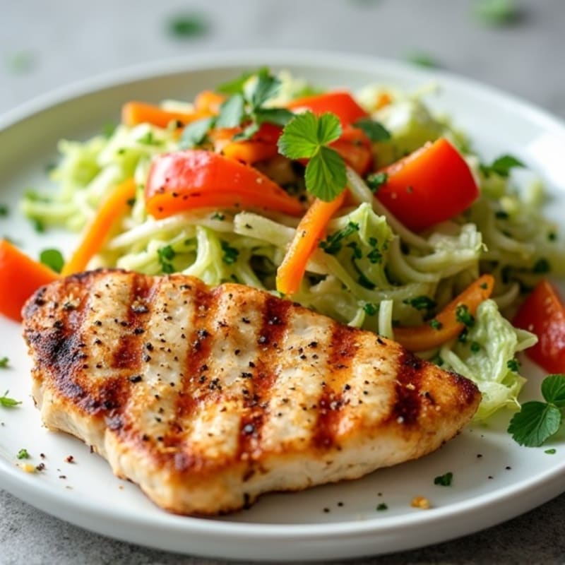 Grilled Chicken Breast with Crunchy Cabbage Slaw