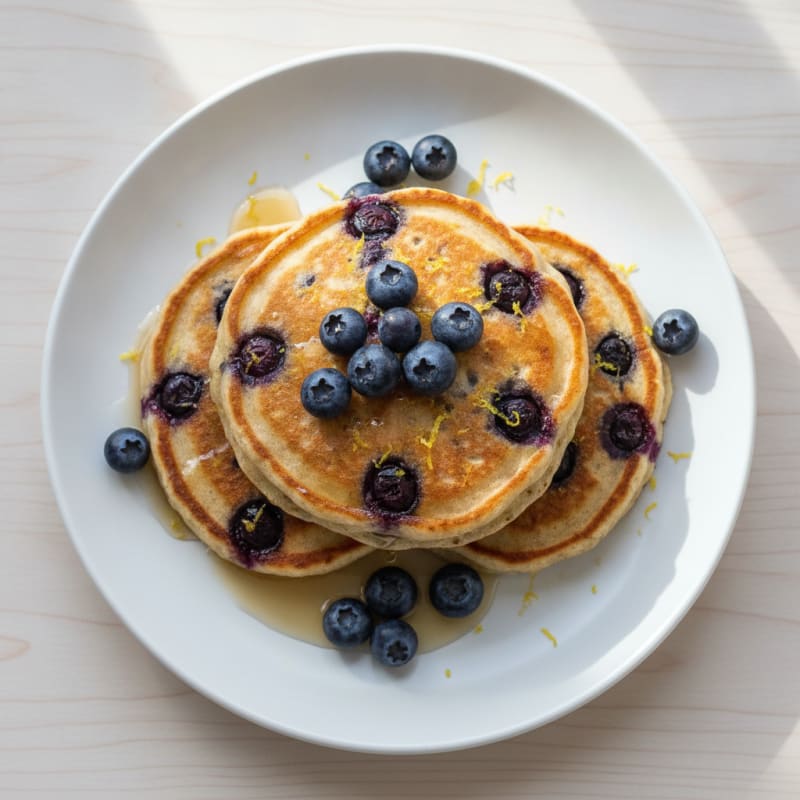 Blueberry Ricotta Pancakes with Lemon Zest