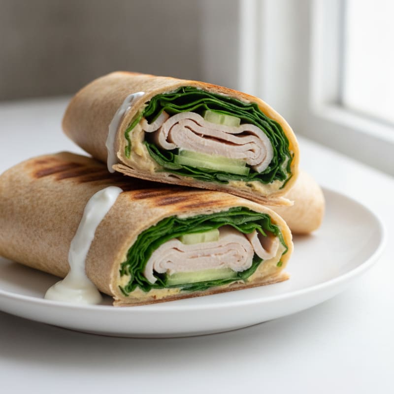 Grilled Turkey Spinach Wrap with Greek Yogurt Spread