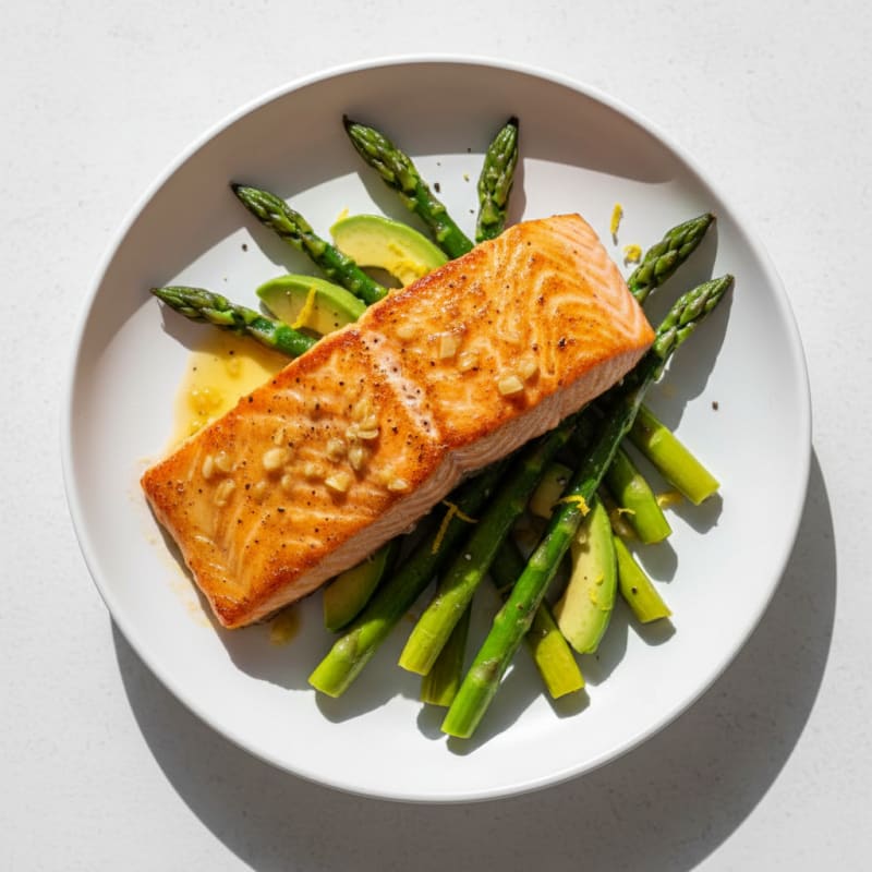 Golden Pan-Seared Salmon with Zesty Asparagus