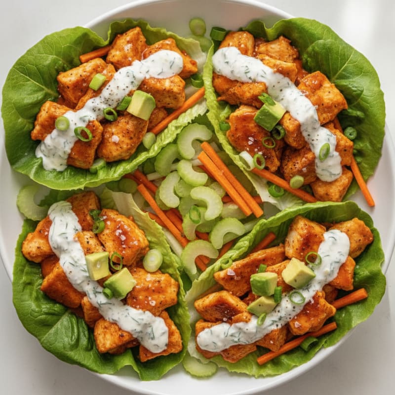 Buffalo Ranch Chicken Lettuce Wraps