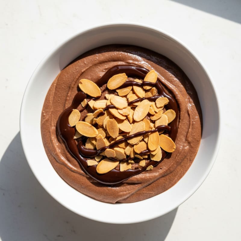 Silky Chocolate Protein Pudding with Toasted Almonds