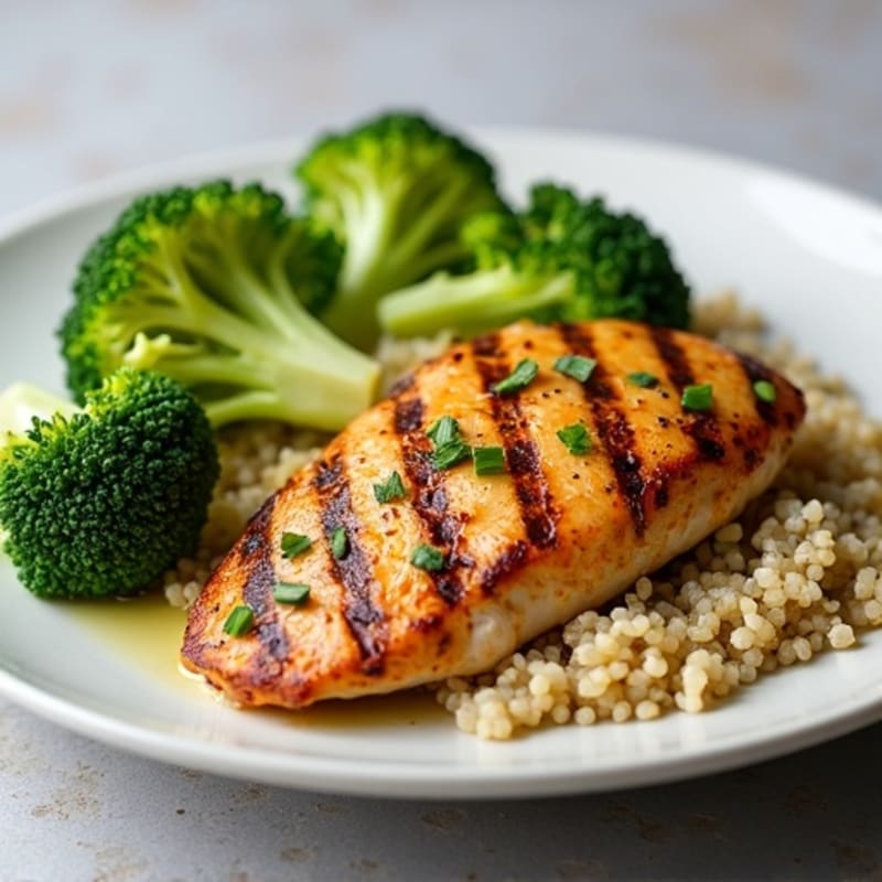 Grilled Chicken Breast with Quinoa and Steamed Broccoli