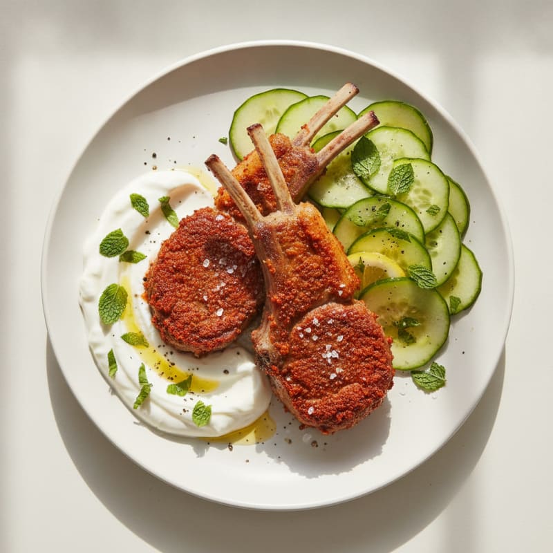 Harissa Lamb Chops with Mint Yogurt