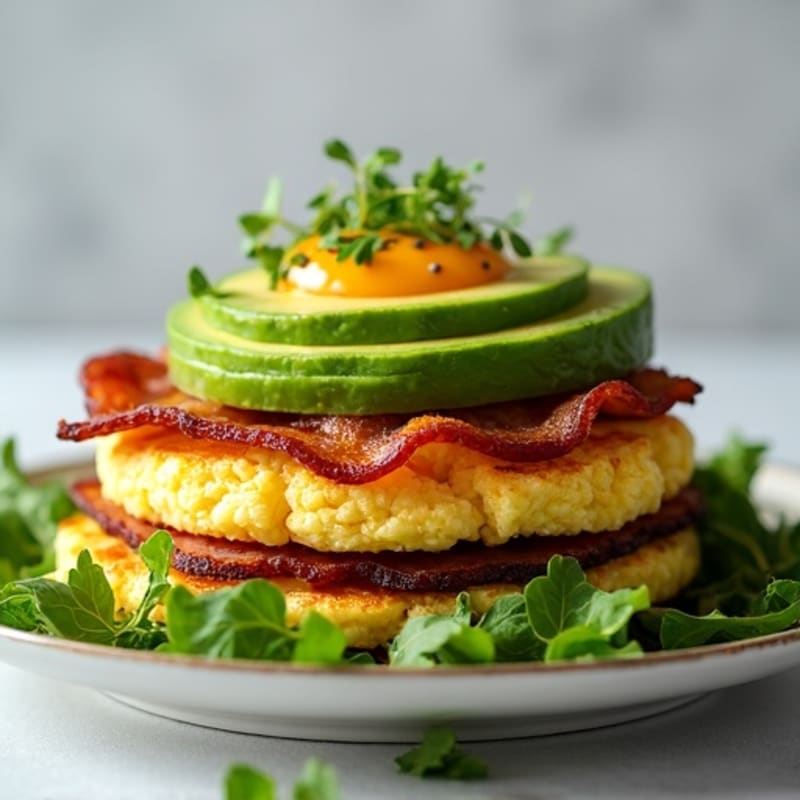 Crispy Turkey Bacon and Avocado Stack with Greens