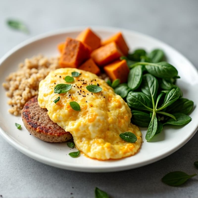 Egg White and Turkey Sausage Scramble with Spinach and Sides