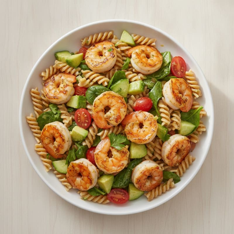 Grilled Shrimp and Avocado Pasta Salad