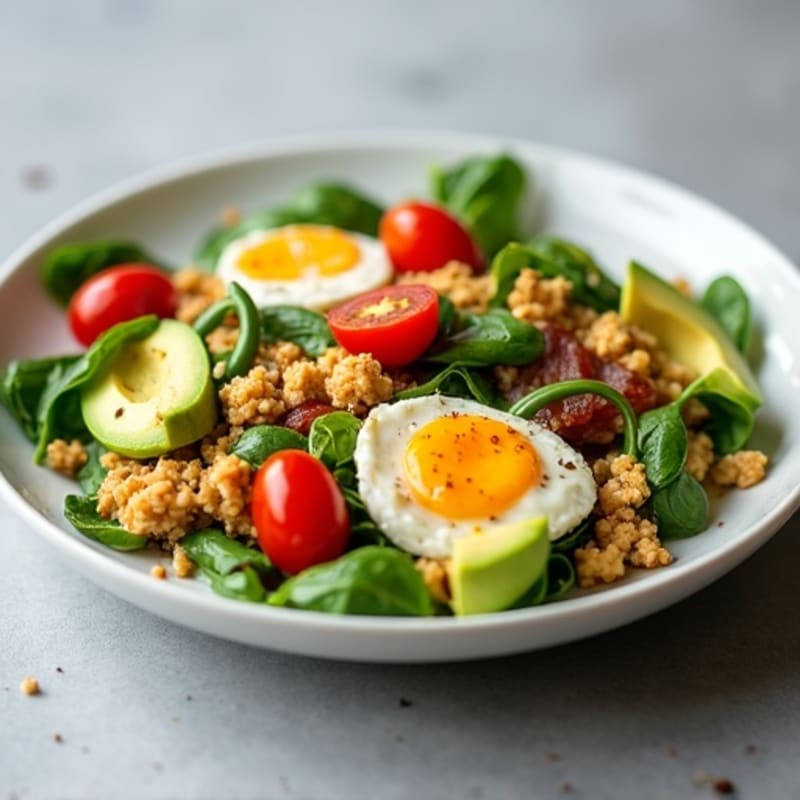 Egg White Spinach Scramble with Turkey Bacon