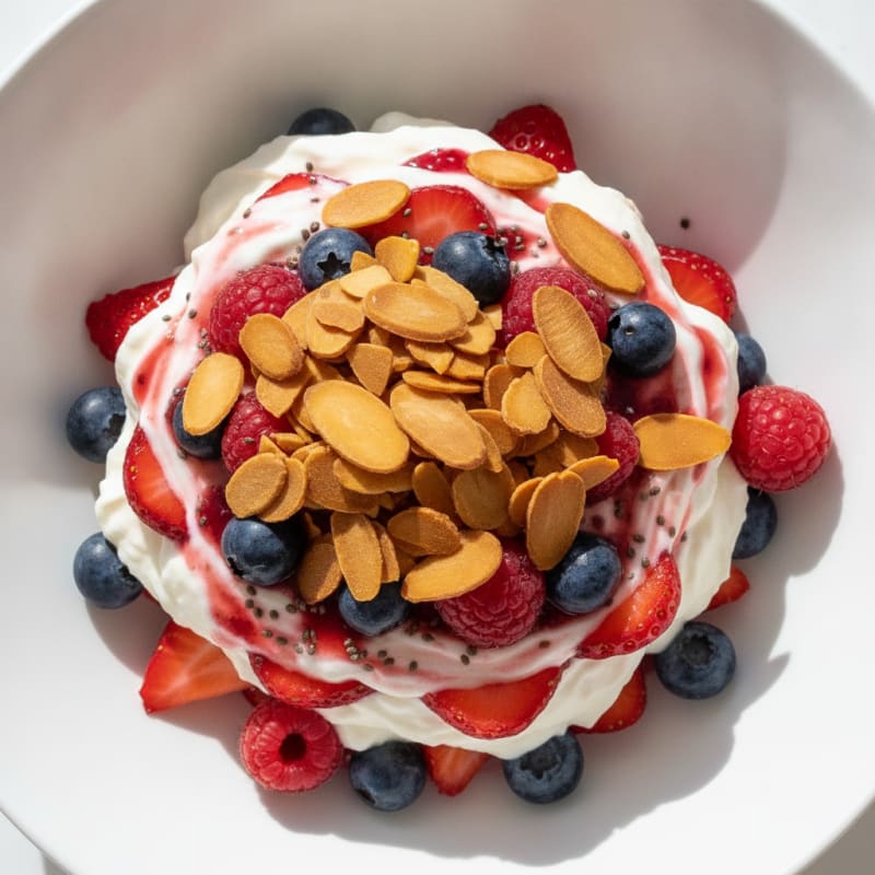 Greek Yogurt Protein Parfait with Berries and Almonds