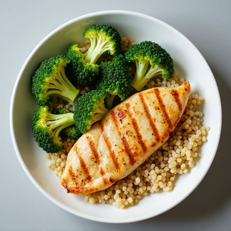 Grilled Lemon Garlic Chicken Breast with Quinoa and Roasted Broccoli