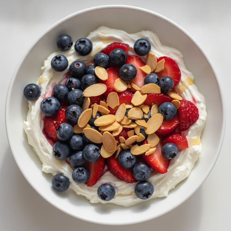 Creamy Greek Yogurt Protein Bowl with Berries and Almonds