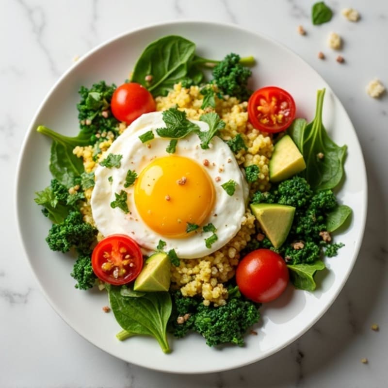 Egg White and Spinach Scramble with Cottage Cheese and Cherry Tomatoes