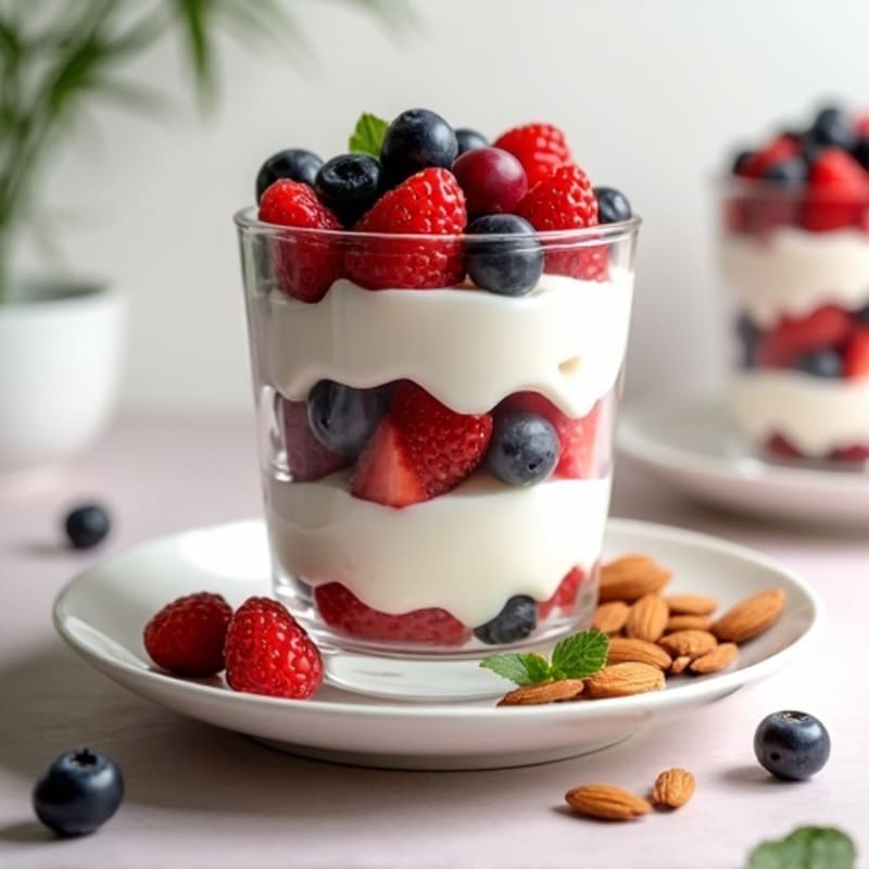 Greek Yogurt Parfait with Fresh Berries and Almonds