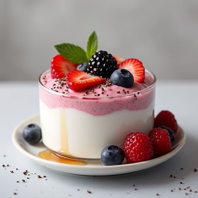 Silky Greek Yogurt Protein Pudding with Mixed Berries