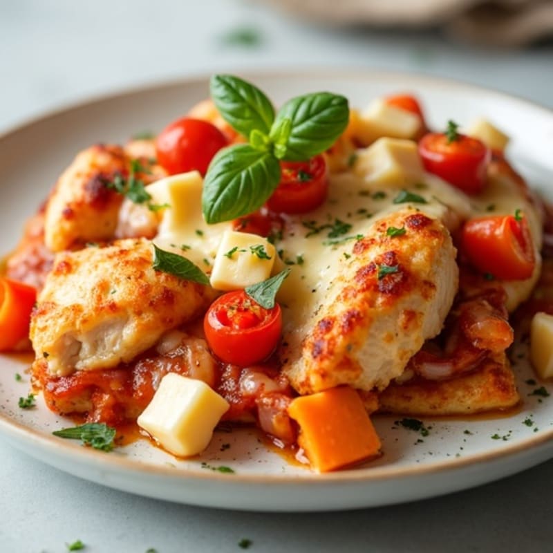 Crustless BBQ Ranch Chicken Pizza Bake