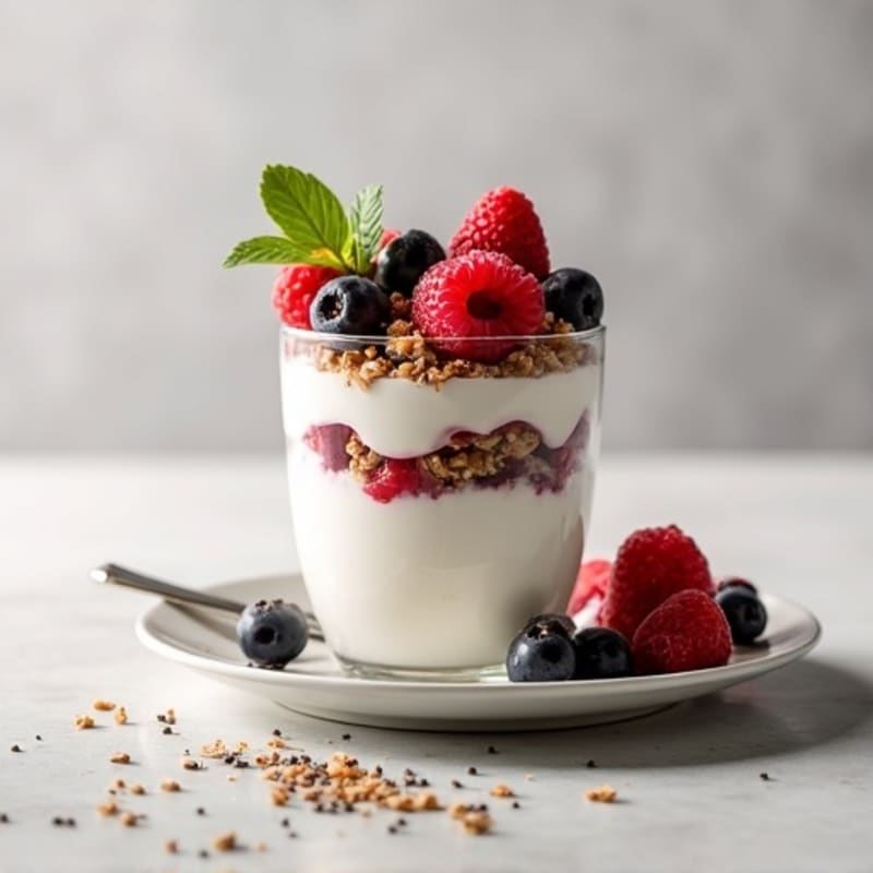 Greek Yogurt Parfait with Protein Granola and Berries