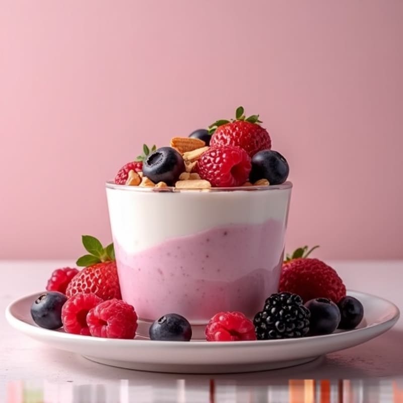 Silky Greek Yogurt Protein Mousse with Mixed Berries