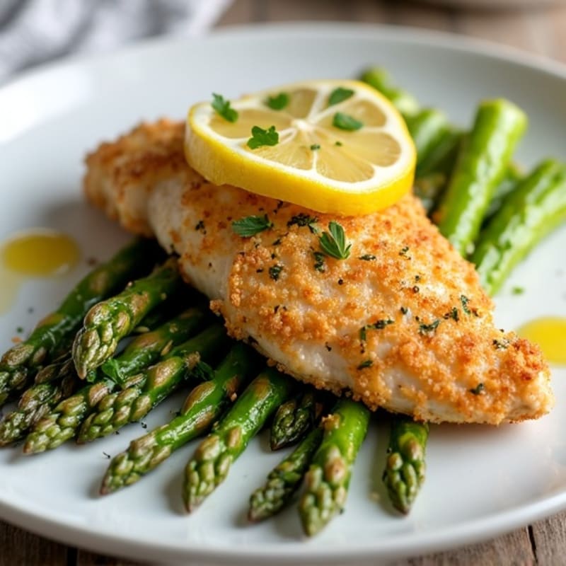 Crispy Lemon-Herb Chicken with Roasted Asparagus