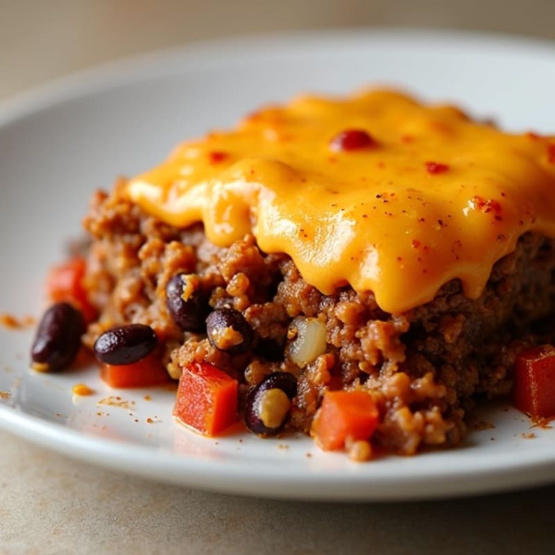 Spicy Lean Ground Beef and Black Bean Bake with Melty Cheese