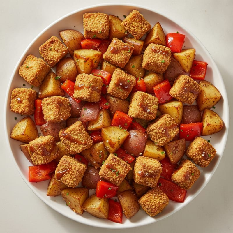Roasted Potato Pepper Tofu
