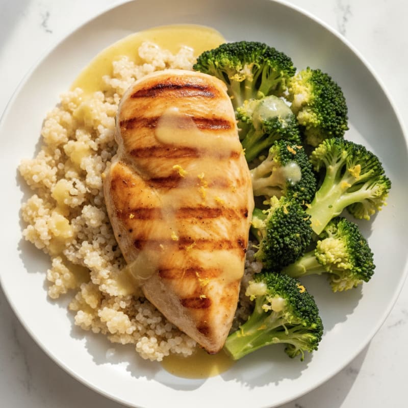 Grilled Chicken Breast with Quinoa and Steamed Broccoli