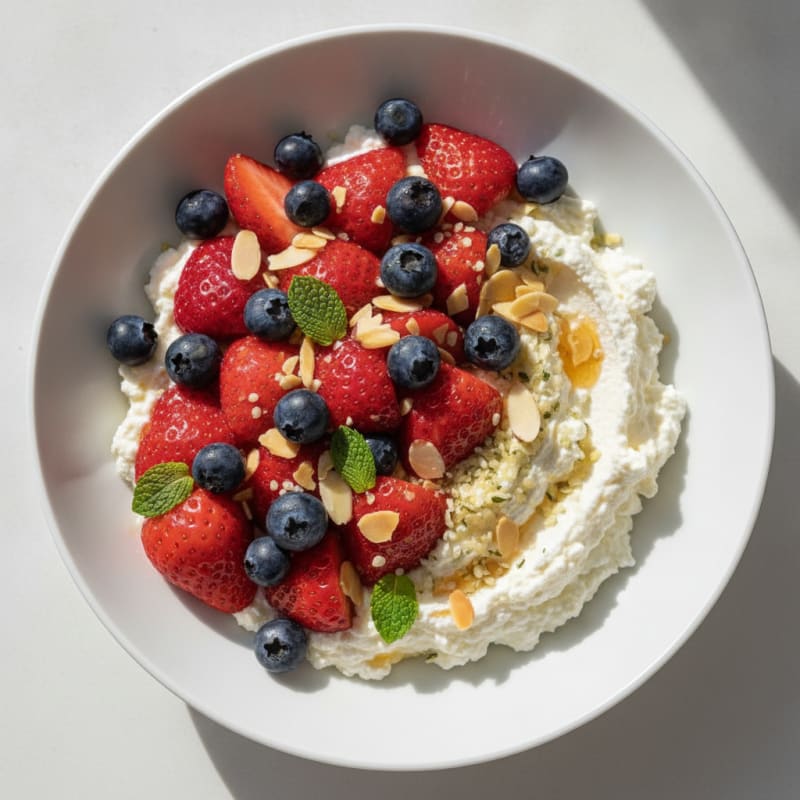 Strawberry Blueberry Protein Cottage Cheese Bowl