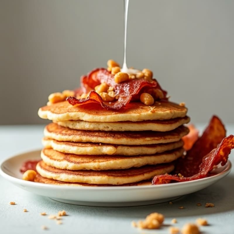 Protein-Packed Golden Oat Pancakes with Crispy Turkey Bacon