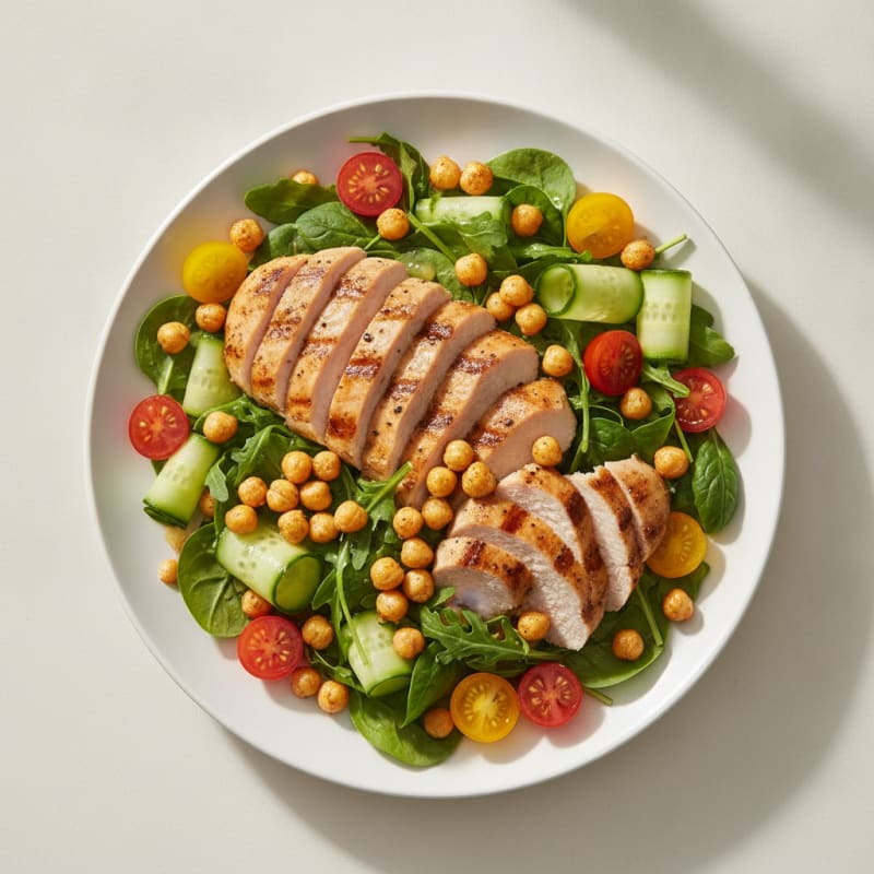 Grilled Turkey Breast Salad with Crunchy Chickpeas