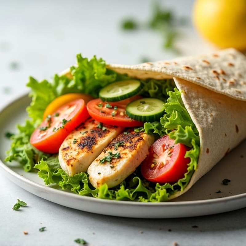 Lemon Herb Grilled Chicken with Fresh Vegetables Wrap