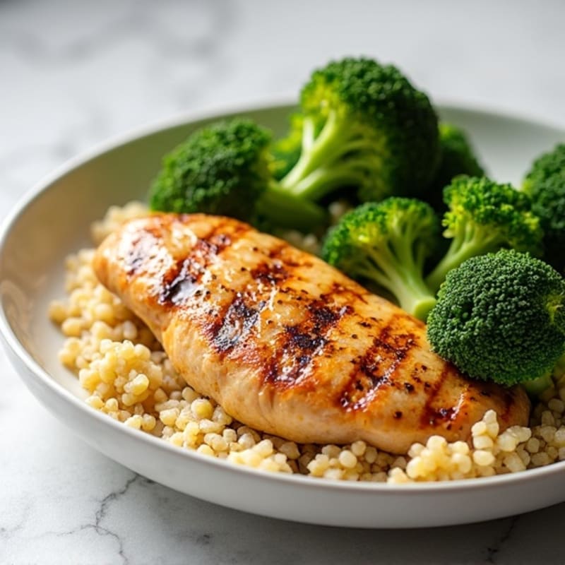 Grilled Chicken Breast with Roasted Broccoli and Quinoa