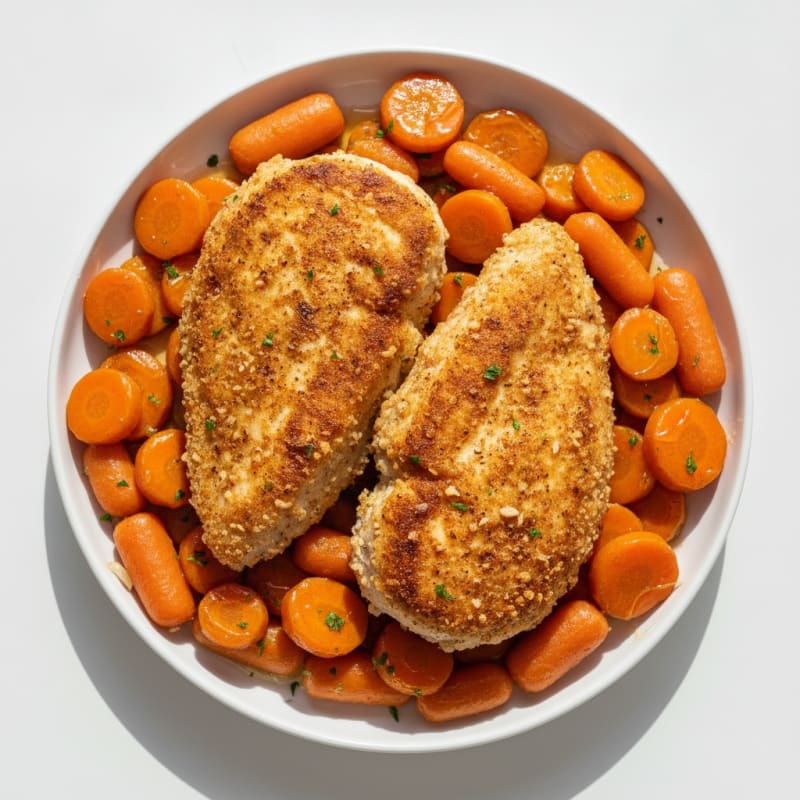 Buttermilk Fried Chicken with Honey-Glazed Carrots