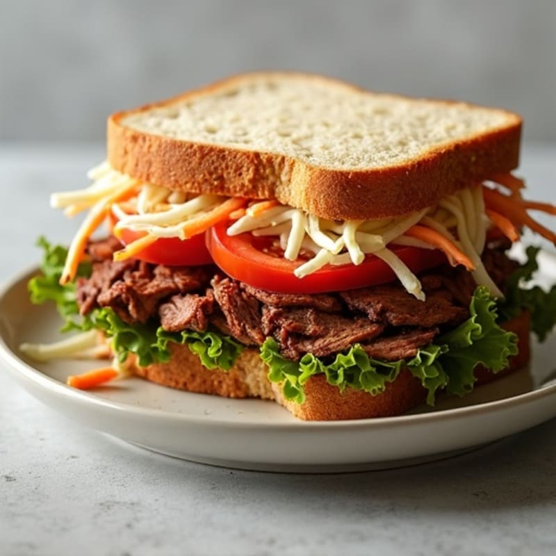 Lean Smoked Brisket Sandwich with Fresh Slaw