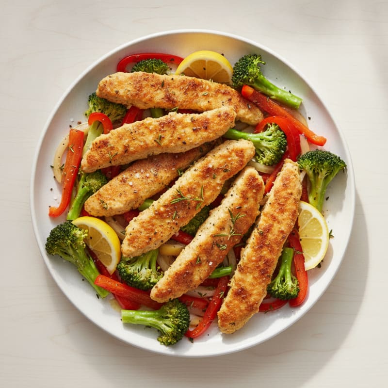 Herb-Roasted Plant-Based Chicken with Rainbow Vegetables
