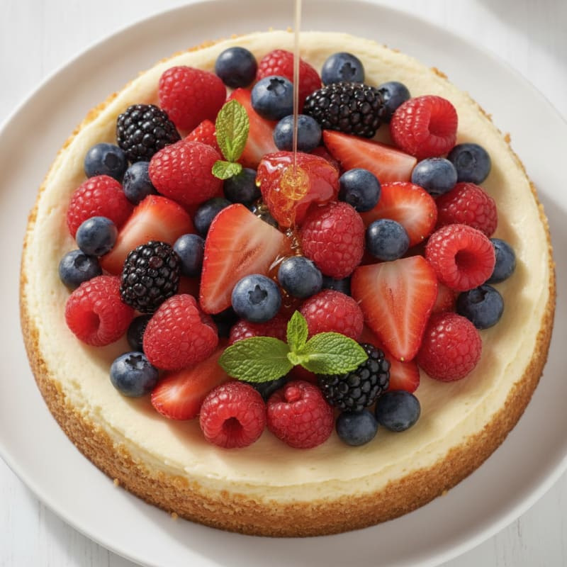 Greek Yogurt Protein Cheesecake with Fresh Berries