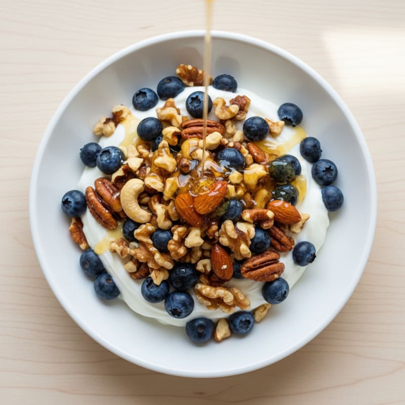 Greek Yogurt Protein Parfait with Mixed Nuts