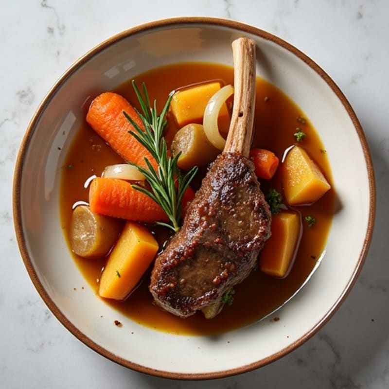 Slow-Cooked Tender Lamb Shank Stew with Root Vegetables