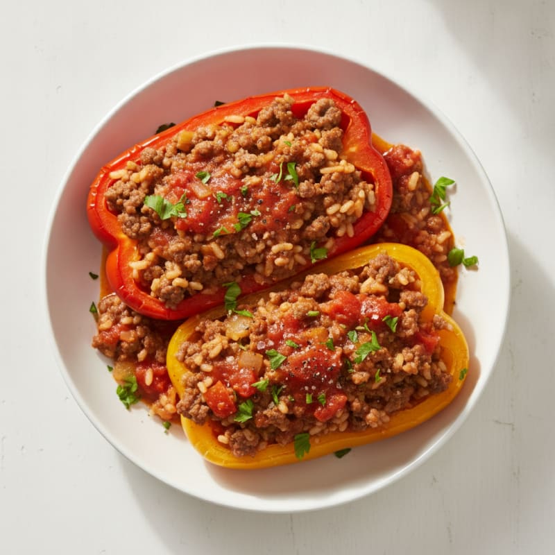Beef and Rice Stuffed Bell Peppers