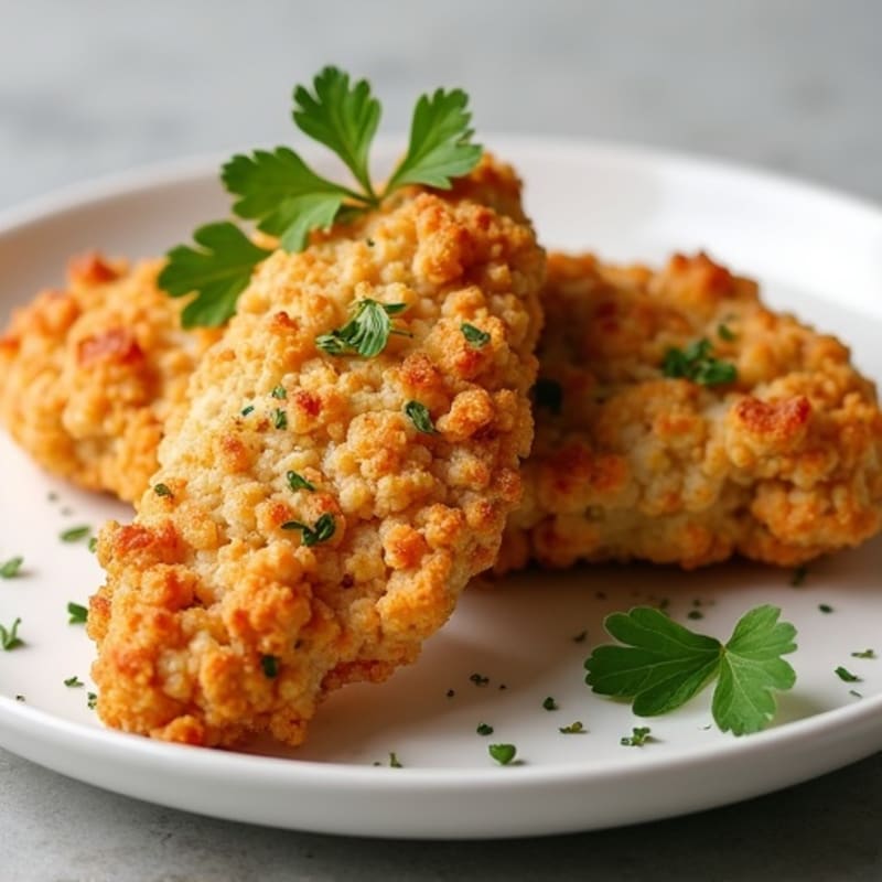Crispy Air-Fried Chicken with Herb-Roasted Cauliflower Biscuits